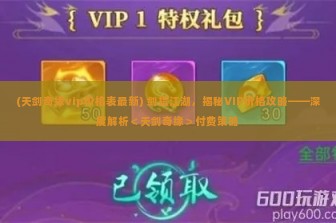 (天剑奇缘vip价格表最新) 剑指江湖，揭秘VIP价格攻略——深度解析＜天剑奇缘＞付费策略